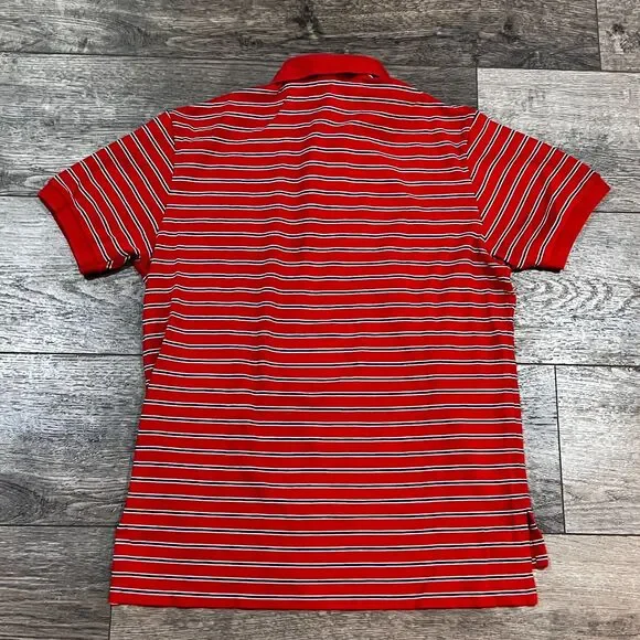 Vintage Polo Ralph Lauren Red and White Classic Fit Striped Polo Shirt - Medium - Picture 5 of 5
